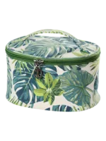 Kit tropicale con motivo a fogliame verde modello vanity make-up rotondo Kit tropicale con motivo a fogliame verde modello vanity make-up rotondo