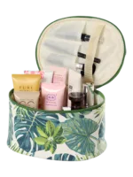 Custodie tropicali con motivo a fogliame verde vanity vista dall'interno Custodie tropicali con motivo a fogliame verde vanity vista dall'interno