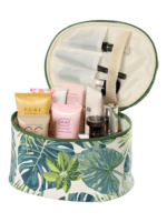 Custodie tropicali con motivo a fogliame verde vanity vista dall'interno Custodie tropicali con motivo a fogliame verde vanity vista dall'interno