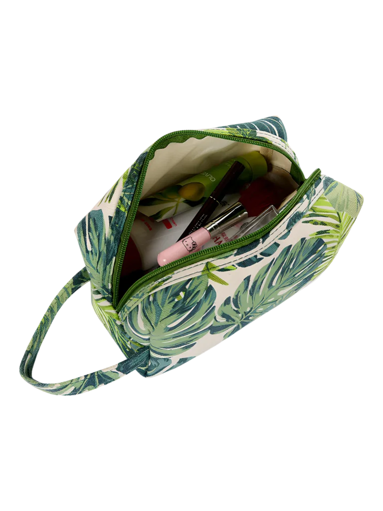 Trousses tropicales motif feuillages verts nature vue intérieure modèle confort
