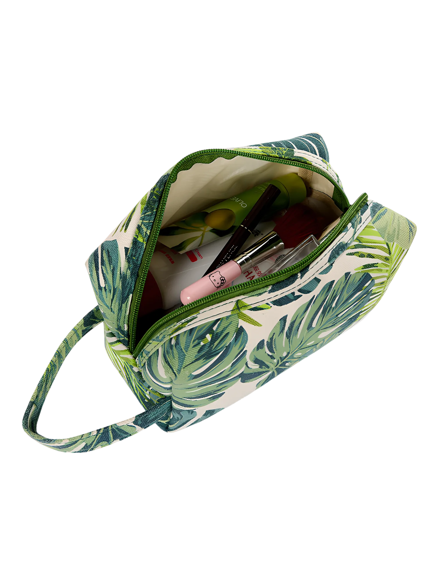 Trousses tropicales motif feuillages verts nature vue intérieure modèle confort
