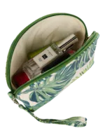 Trousses tropicales motif feuillages verts nature vue intérieure pouch