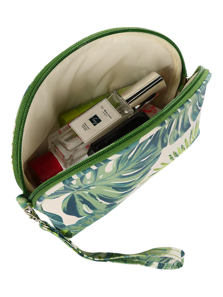 Trousses tropicales motif feuillages verts nature vue intérieure pouch