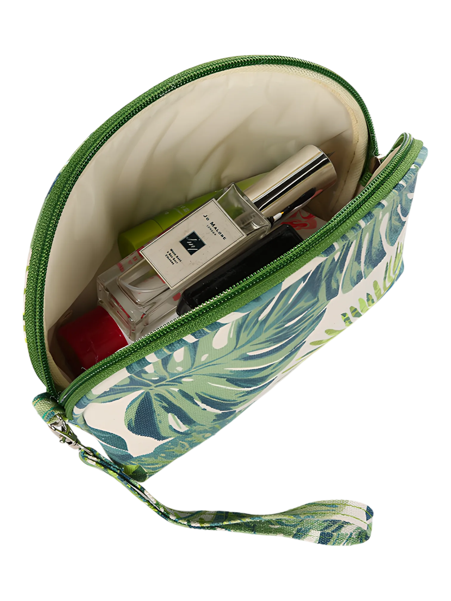 Trousses tropicales motif feuillages verts nature vue intérieure pouch