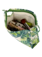 Trousses tropicales motif feuillages verts nature vue intérieure valentine