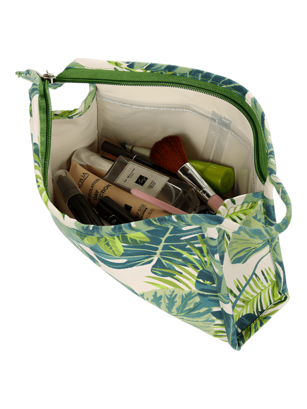 Trousses tropicales motif feuillages verts nature vue intérieure valentine
