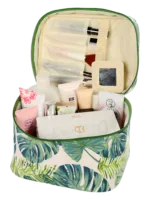 Kit tropicale con fogliame verde motivo natura vista interna vanità piazza Kit tropicale con fogliame verde motivo natura vista interna vanità quadrata