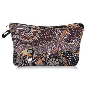 Trousse de maquillage femme motif tribal lézard toucan