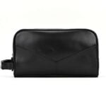 Trousse toilette cuir véritable couleur noir pour homme ou femme vue arrière