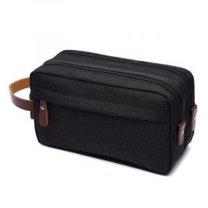 Trousse de toilette pour homme en toile imperméable de couleur unie noir