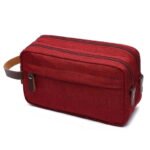 Trousse de toilette pour homme en toile imperméable de couleur unie rouge