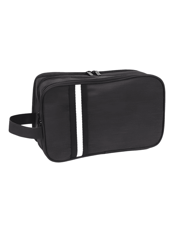 Large unisex toiletry bag with multiple compartments, black model