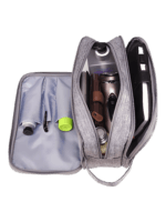 Neceser grande y organizado con múltiples compartimentos unisex vista interior gris modelo 1 Neceser grande y organizado con múltiples compartimentos unisex vista interior gris modelo 1