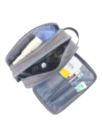 Grande trousse de toilette organisée avec multiples compartiments unisexe vue intérieure modèle gris