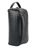 Necesario de aseo de cuero trenzado negro para hombre con un compartimento (11) Necesario de aseo de cuero trenzado negro para hombre con un compartimento (11)