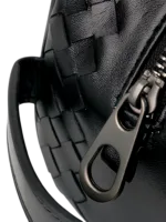 Trousse de toilette en cuir tressé noir homme simple compartiment (12)