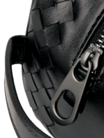 Necesario de viaje de cuero trenzado negro para hombre con un compartimento (12) Necesario de viaje de cuero trenzado negro para hombre con un compartimento (12)