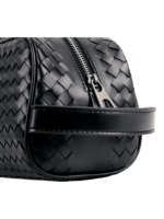 Necesario de viaje de cuero trenzado negro para hombre con un solo compartimento (6) Necesario de viaje de cuero trenzado negro para hombre con un solo compartimento (6)