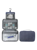 Trousse de toilette pliable à suspendre couleur unie bleu