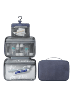 Foldable hanging toiletry bag solid color blue Foldable hanging toiletry bag solid color blue