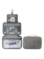 Neceser plegable para colgar, gris liso Neceser plegable para colgar, gris liso
