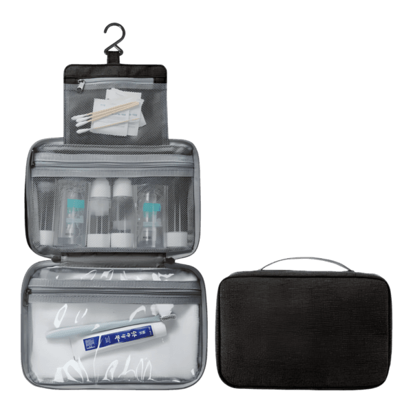 Trousse de toilette pliable à suspendre couleur unie noir