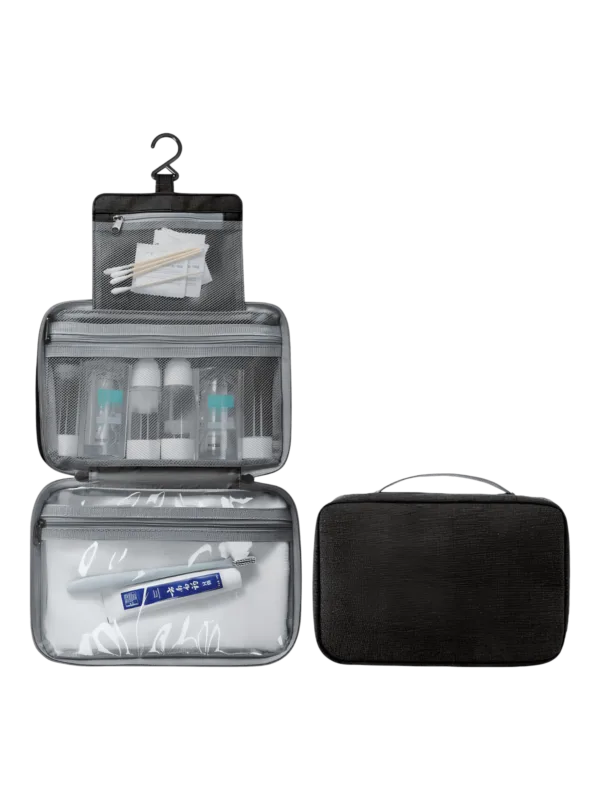 Trousse de toilette pliable à suspendre couleur unie noir