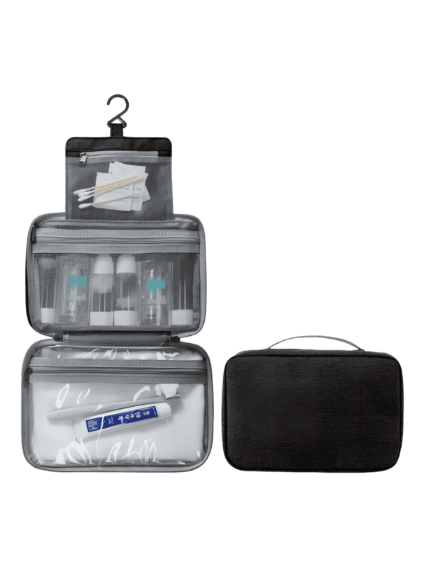 Trousse de toilette pliable à suspendre couleur unie noir