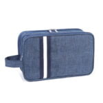 Grande trousse de toilette homme femme en toile imperméable bleu