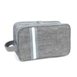 Grande trousse de toilette homme femme en toile imperméable gris