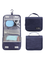 Petite trousse de toilette voyage à suspendre avec compartiments coloris bleu