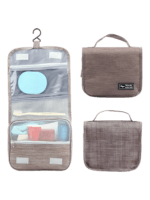 Petite trousse de toilette voyage à suspendre avec compartiments coloris gris