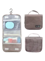 Petite trousse de toilette voyage à suspendre avec compartiments coloris gris Petite trousse de toilette voyage à suspendre avec compartiments coloris gris