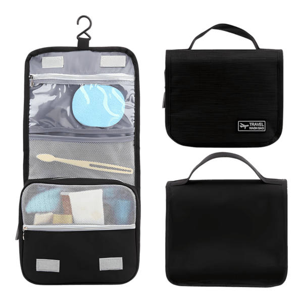 Petite trousse de toilette voyage à suspendre avec compartiments coloris noir