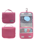 Petite trousse de toilette voyage à suspendre avec compartiments coloris rose