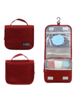 Petite trousse de toilette voyage à suspendre avec compartiments coloris rouge