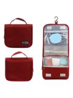 Kleine Reise-Toilettentasche zum Aufhängen mit roten Fächern Kleine Reise-Toilettentasche zum Aufhängen mit roten Fächern