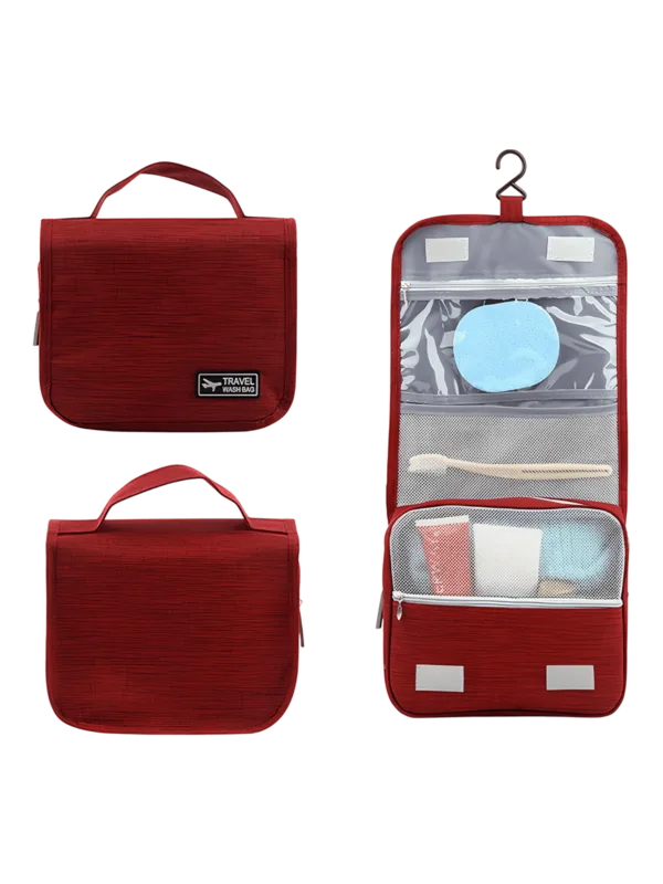 Kleine hangende toilettas met compartimenten, rood