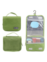 Small hanging travel toiletry bag with compartments, green Small hanging travel toiletry bag with compartments, green