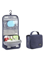 Petite trousse de toilette voyage à suspendre avec compartiments présentation colori bleu
