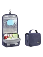 Small travel toiletry bag to hang with compartments presentation blue color Small travel toiletry bag to hang with compartments presentation blue color