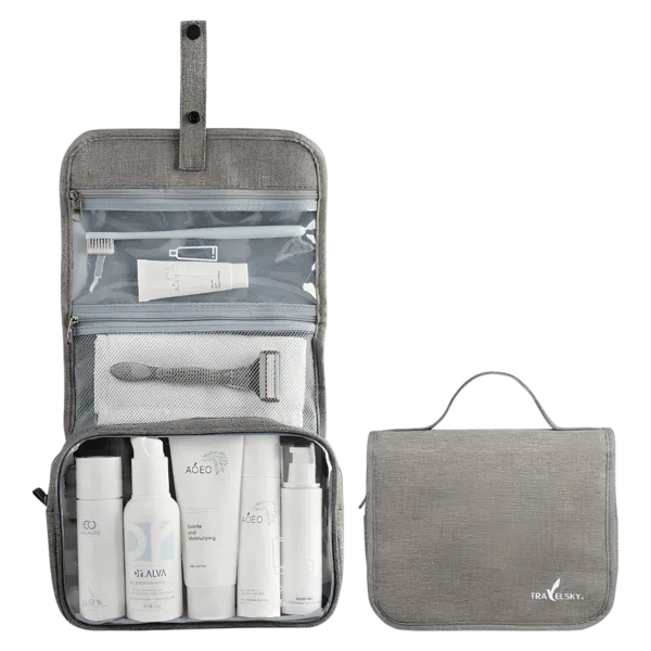 Trousse de toilette bouton pression à suspendre