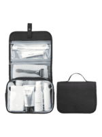 Hanging toiletry bag with snap fastener, black model Hanging toiletry bag with snap fastener, black model