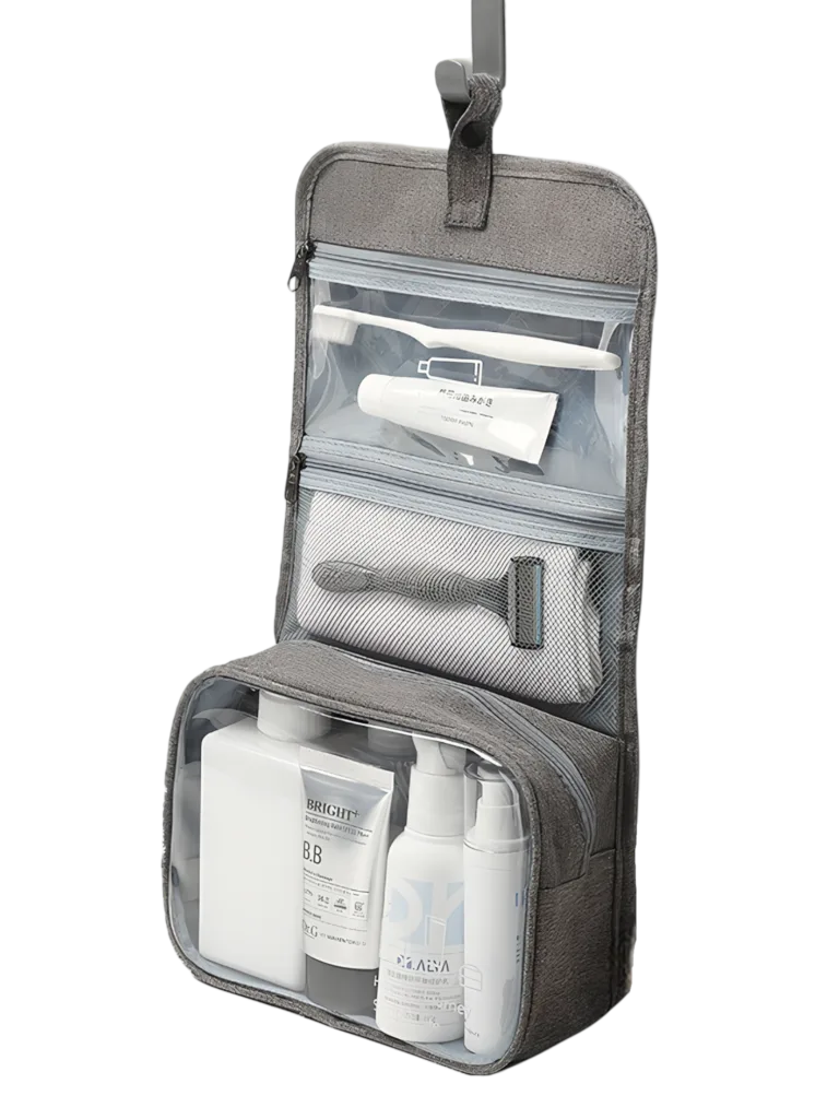 Trousse de toilette à suspendre bouton pression présentation et démonstration