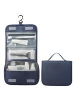 Solid color hanging toiletry bag with compartments, blue model Solid color hanging toiletry bag with compartments, blue model