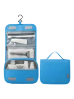 Solid color hanging toiletry bag with sky blue compartments Solid color hanging toiletry bag with sky blue compartments