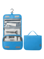 Borsa da toilette da appendere in tinta unita con scomparti, modello azzurro Borsa da toilette da appendere in tinta unita con scomparti, modello azzurro