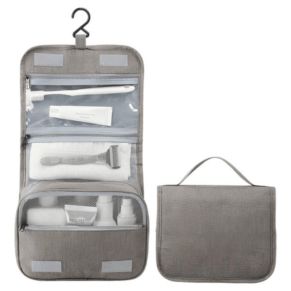 Trousse de toilette à suspendre couleur unie avec compartiments modèle gris