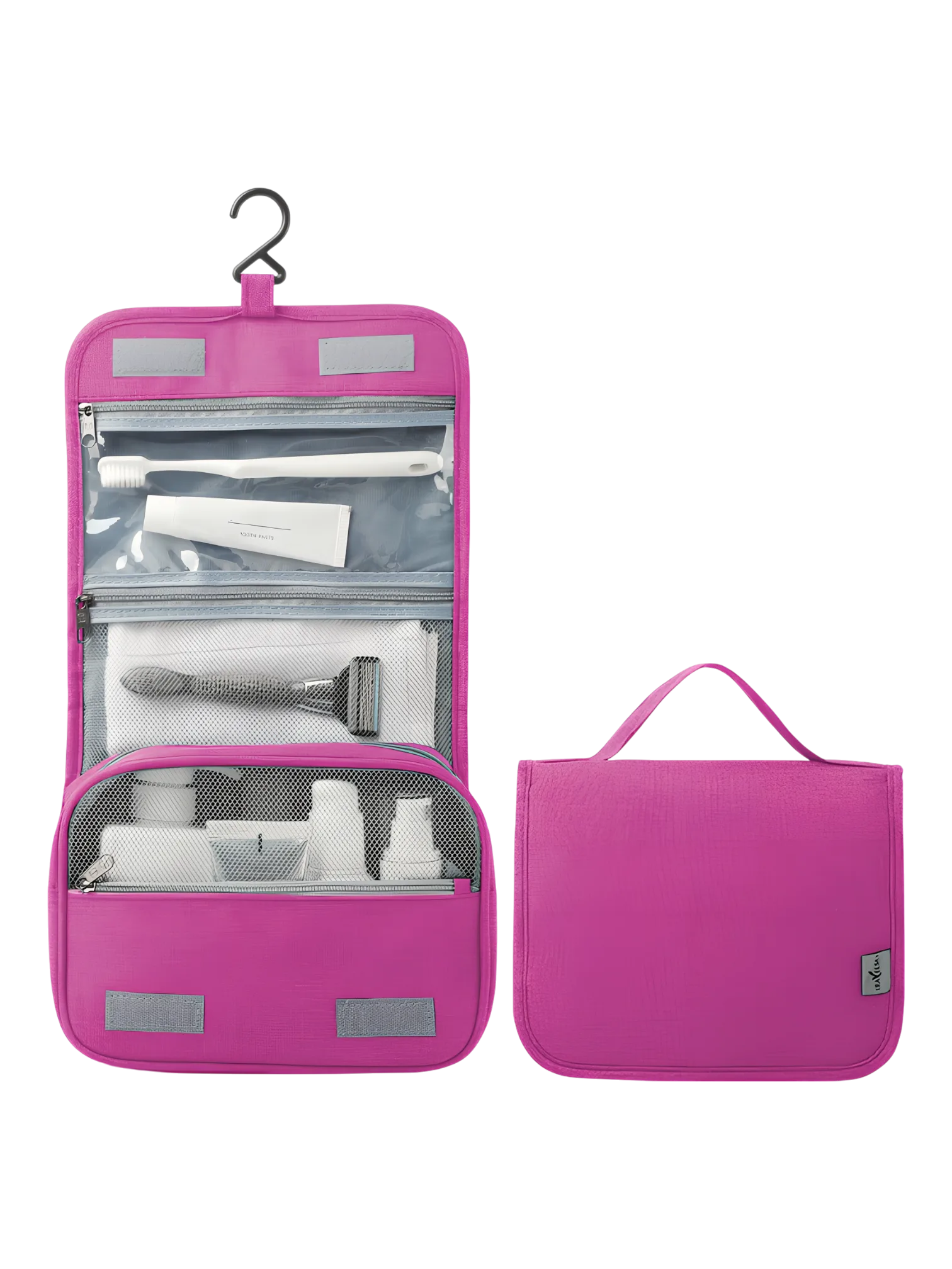 Trousse de toilette à suspendre couleur unie avec compartiments modèle rose