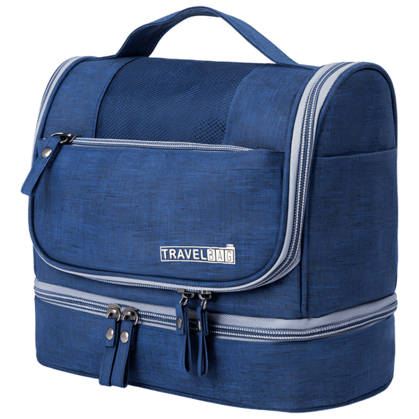 Trousse de toilette multi compartiments pratique à suspendre plusieurs coloris modèle bleu marine